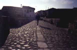 Anita en el puente del Passo Honroso en Hospital de �rbigo